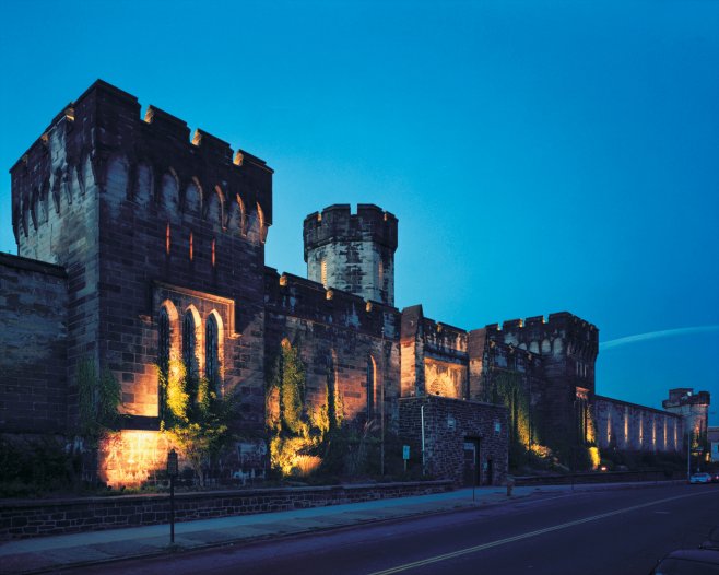 Nighttime Facade of Eastern State Photographer Tom Bernard