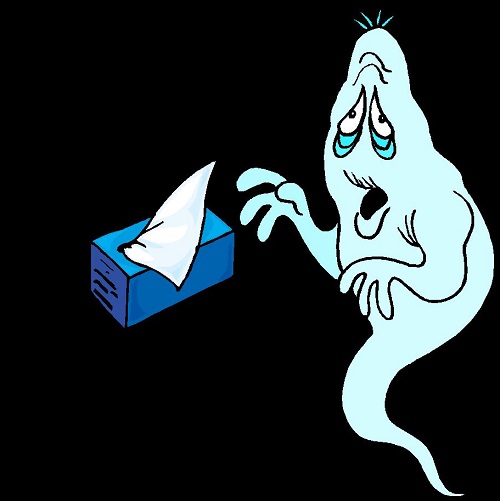 Sick ghost with tissues