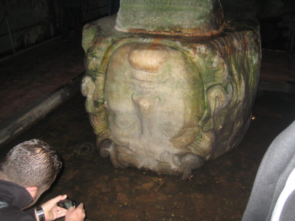 The upside down Medusa head in the Basilica Cistern