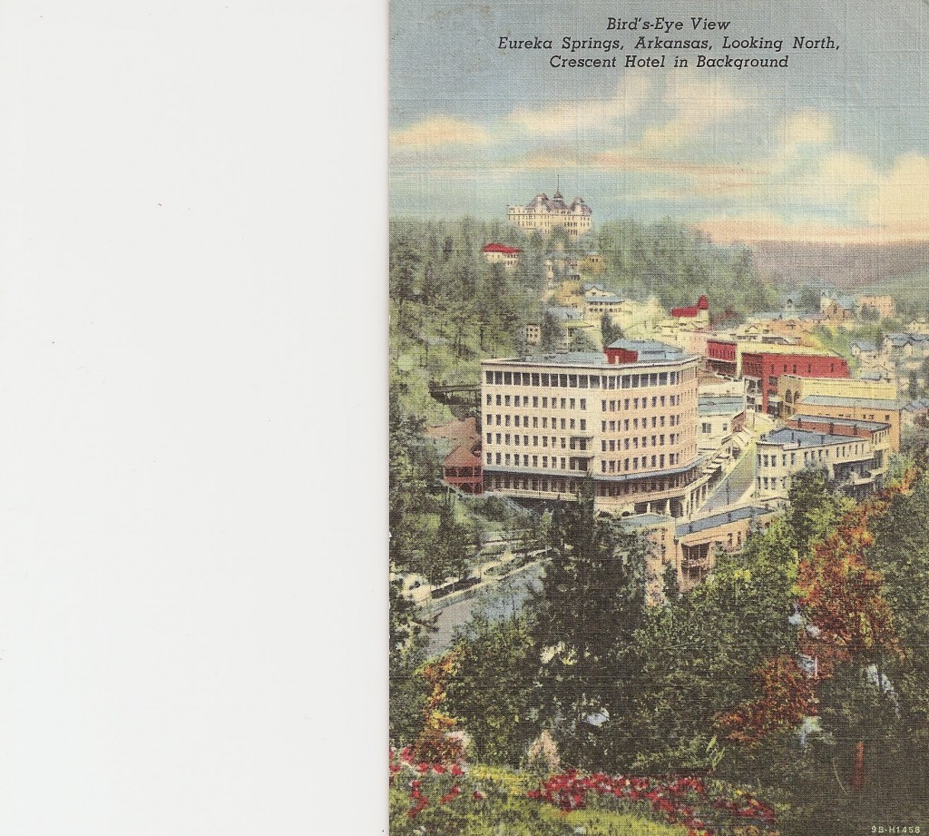 Rendering of Eureka Springs with Crescent Hotel in the background