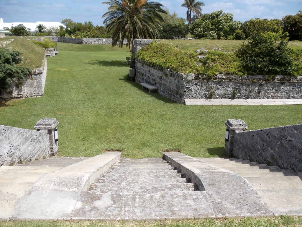 View from the rampart looking down on the grounds