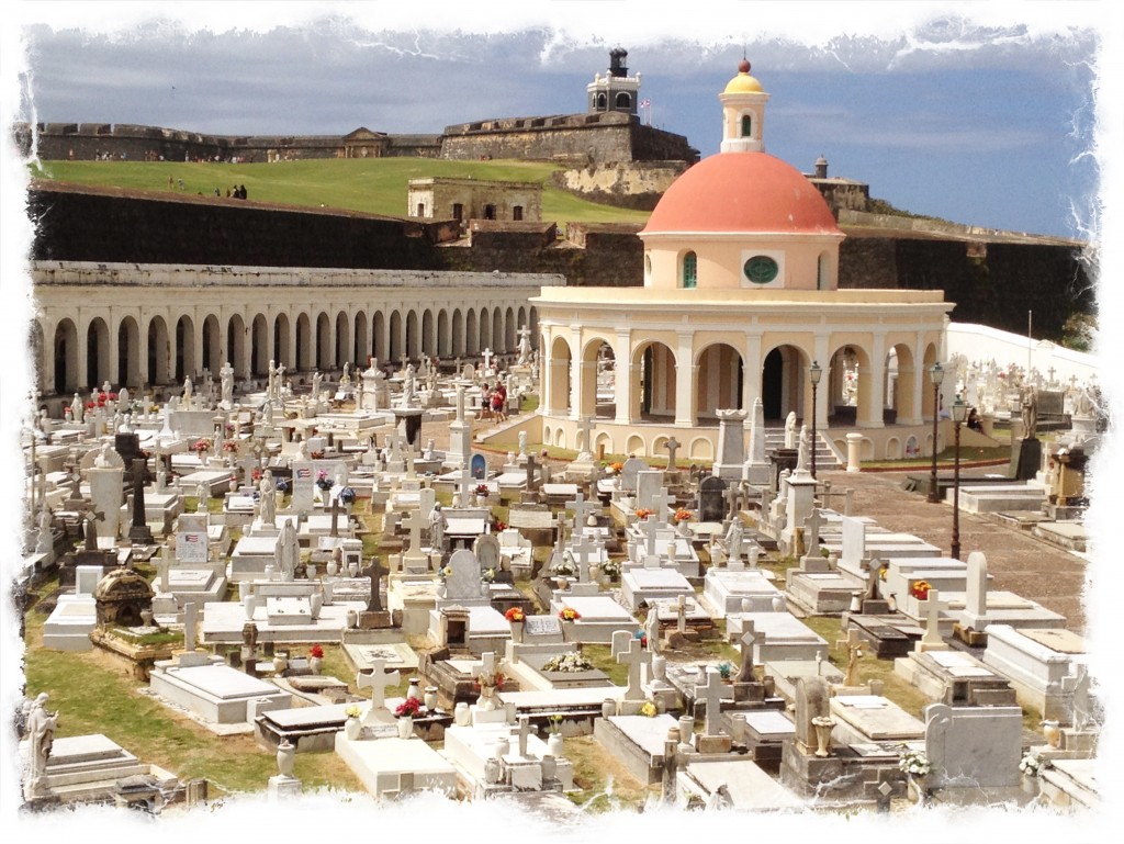 Mausoleum with El Morro Lighthouse in background