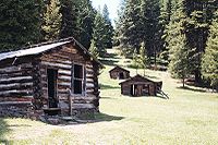 Several of Garnet's remaining miner's cabins - Image from Wikipedia