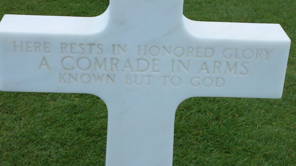 An unknown soldier at Normandy American Cemetery.