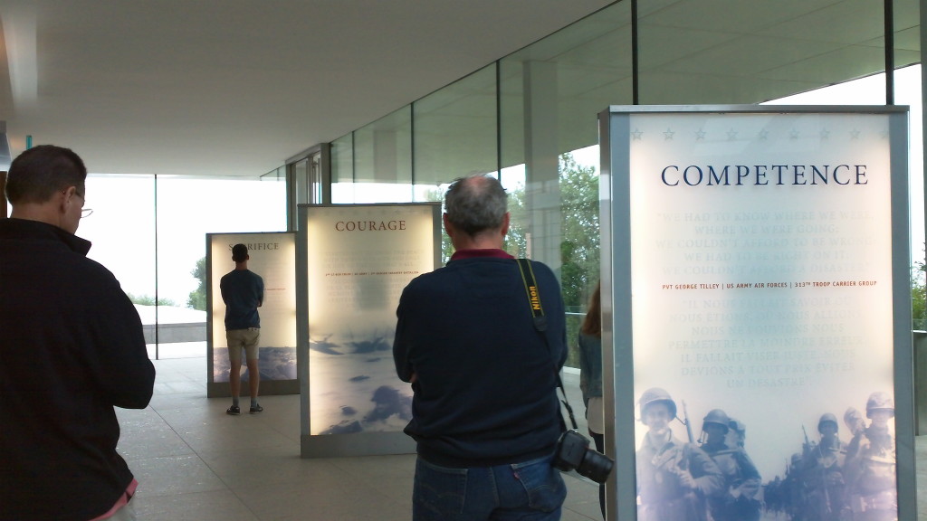 Normandy American Cemetery visitor center entrance exhibits