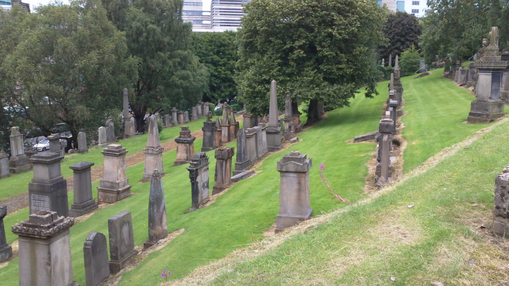 Glasgow Necropolis Downhill Tombstones