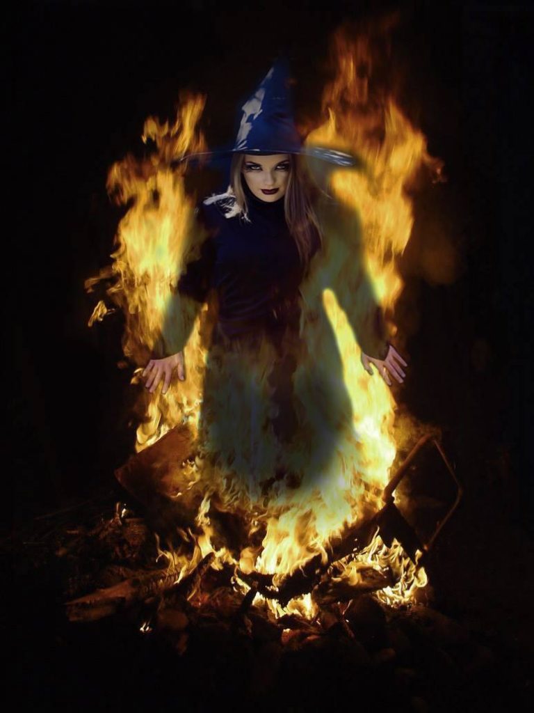 witch in fire