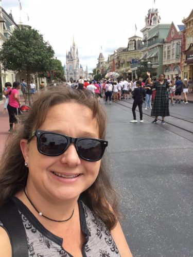 Main Street selfie with Magic Kingdom Castle in the Background