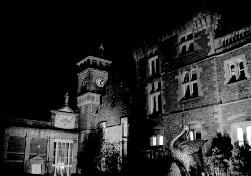Craig-Y-Nos Castle at Night Black and White