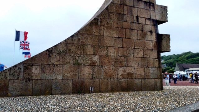 Side detail of memorial at Omaha Beach