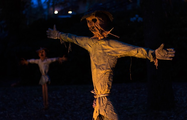 Scary scarecrows at night