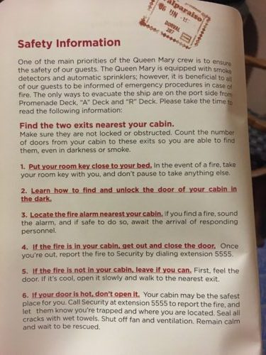 Queen Mary Safety Information