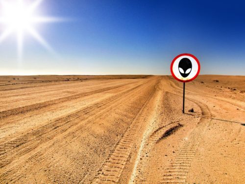 Alien sign in middle of the desert area 51