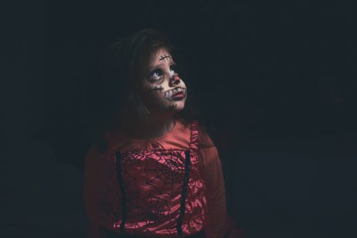Photo of girl with Halloween face paint