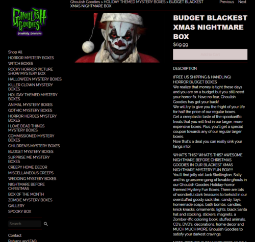 Ghoulish Goodies Blackest Xmas Mystery t Box Screenshot