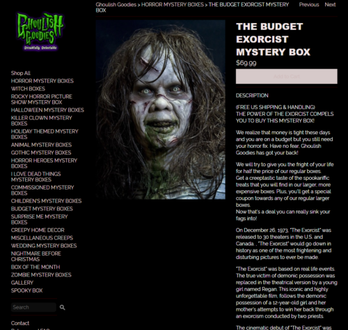 Ghoulish Goodies Exorcist Mystery Box Screenshot