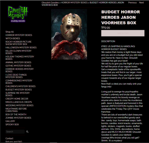 Ghoulish Goodies Jason Voorhees Mystery Box Screenshot