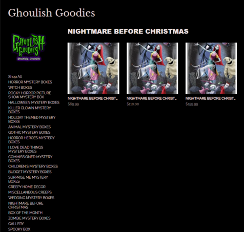 Ghoulish Goodies Nightmare Before Christmas Mystery Box Screenshot