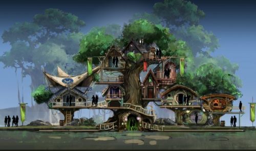 Ancient Lore Village Story Tree and Unity Village rendering