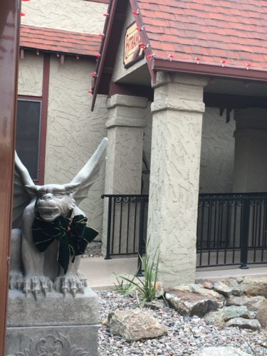 One of the gargoyle's in front of the entrance to Zak Bagans' Haunted Museum