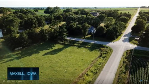 Aerial view of crossroads near Farrar School