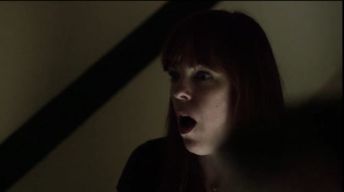 Amy Bruni makes a shocked face during an investigation of the Farrar School