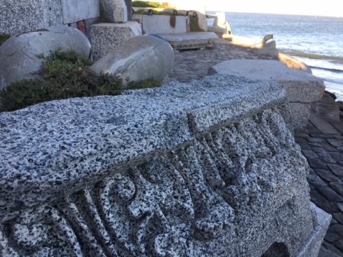 Close up of detail work in stone on Wave Organ.