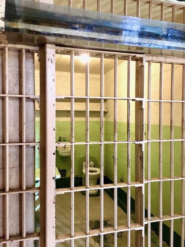 A cell at Alcatraz showing the mechanics of how the doors opened and closed