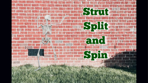 Dancing Skeleton strut split and spin instruction graphic