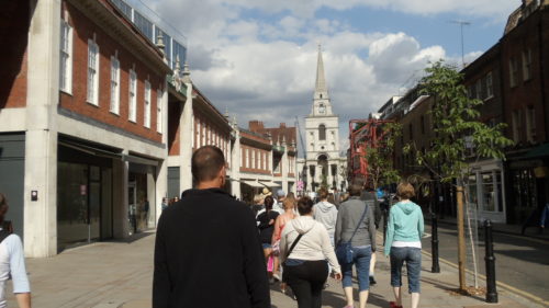 Jack the Ripper Tour Goers follow the guide on a London street