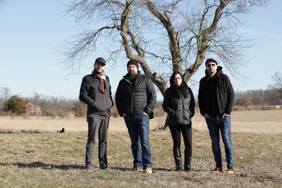 The "Ghost Nation" team in front of witching tree that is haunting their clients property. Left to right: Steve Gonsalves, Jason Hawes, Shari DeBenedetti, Dave Tango.