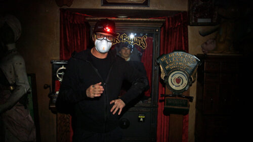 Ghost Adventires: Quarantine photo of Zak Bagans with mask inside his Haunted Museum