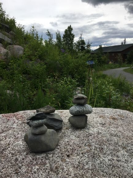 Inukshuks on rock at Mt. McKinley Wilderness Lodge