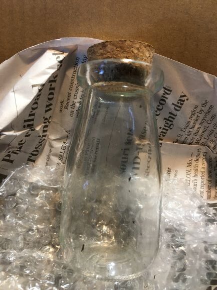 American Hauntings Ink Teas unwrapped handblown bottle with cork stopper