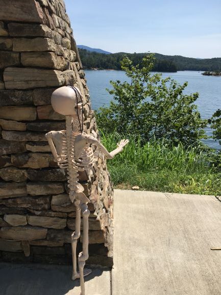 Skeleton admiring view at the Ocoee