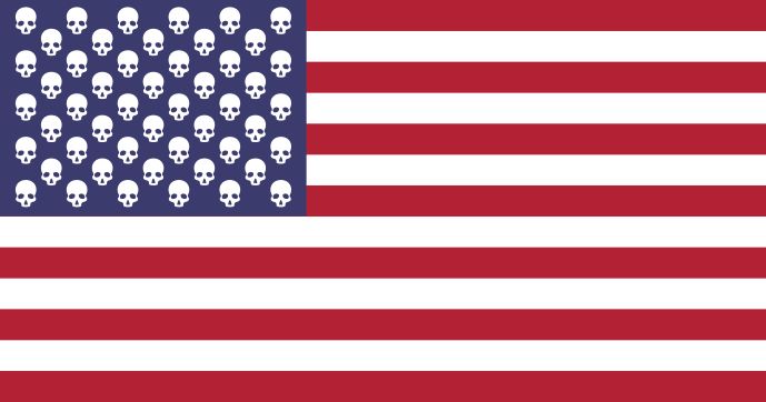 United States Flag with skulls instead of stars
