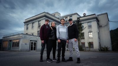 Alex Schroeder, Chelsea Laden, Dakota Laden and Tanner Wiseman at Old Hospital on College Hill.