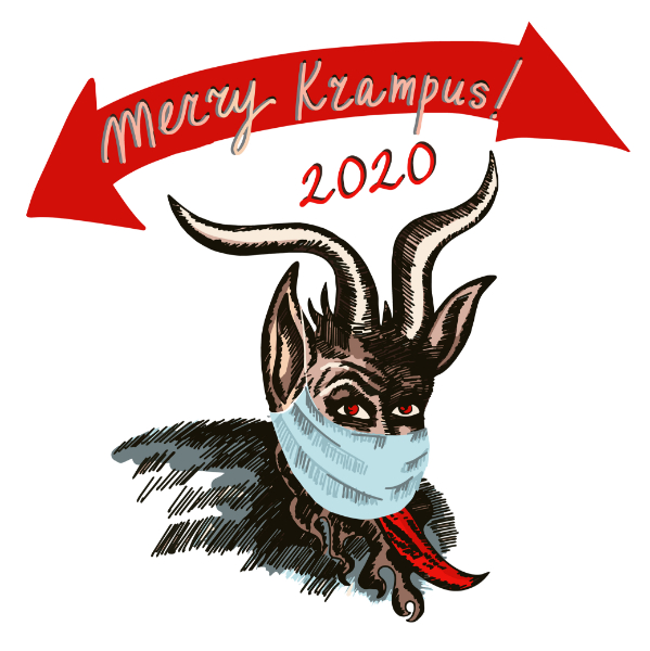 Merry Krampus 2020 wearing face mask