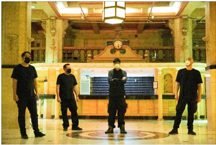 Ghost Adventures crew in lobby of the Cecil Hotel