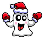 cartoon ghost in Santa hat