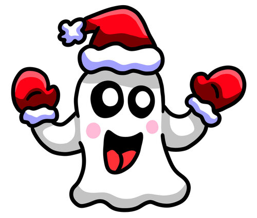 cartoon ghost in Santa hat