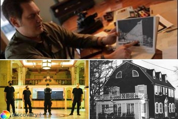discovery+ collage of Ghost Adventures, Amityville House and Ben Hansen