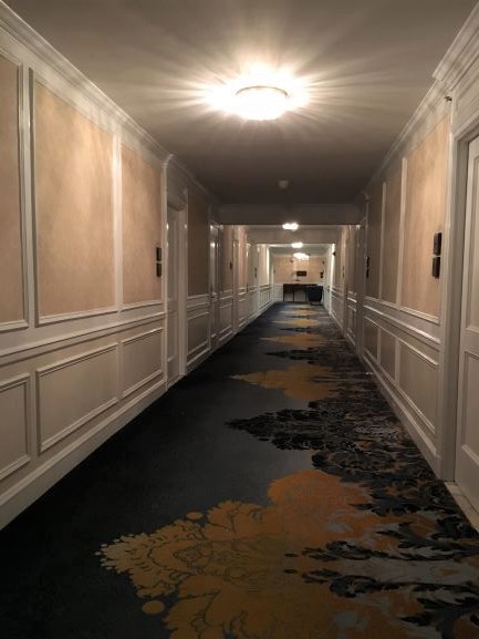 A 10th floor hallway at the Drake