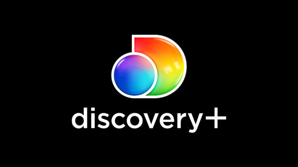 discovery+ logo logo on black background