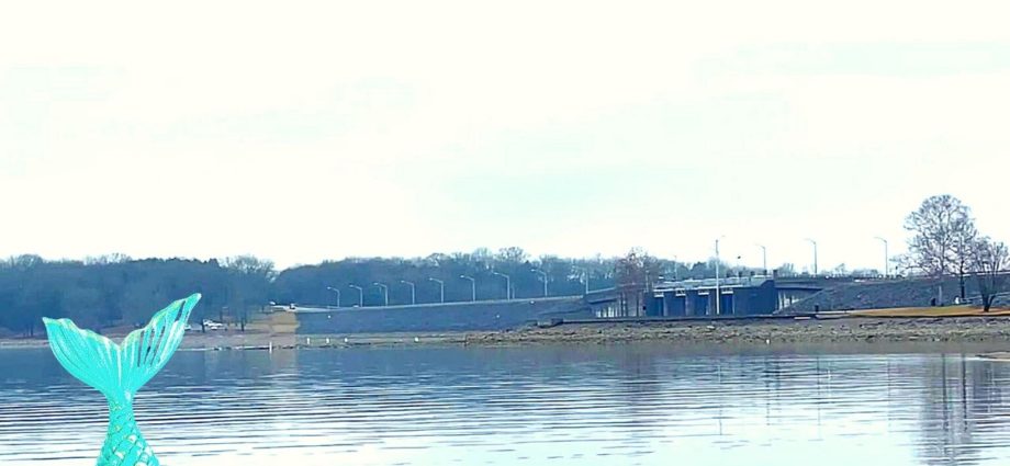 Percy Priest Dam with a mermaid tail