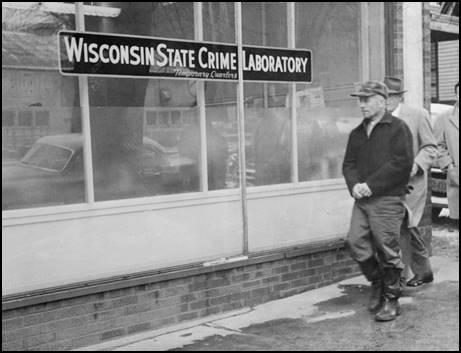 Ed Gein on his way to take a lie detector test at the Wisconsin State Crime Laboratory