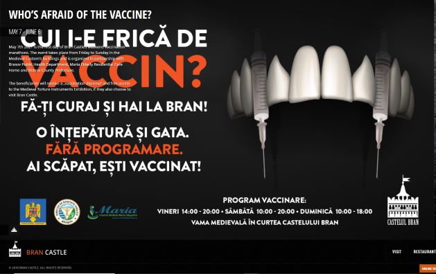 COVID-19 vaccinations at Bran Castle website page