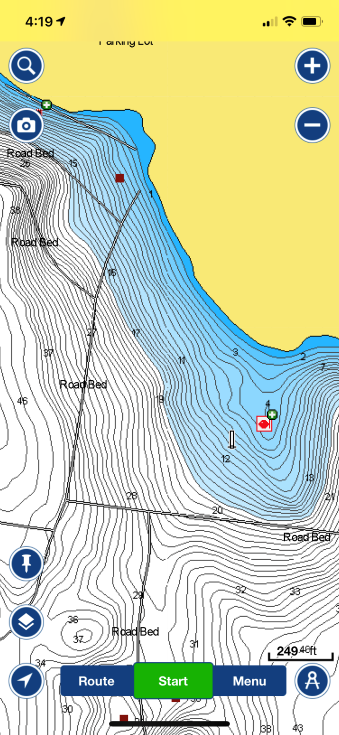 Navionics of Percy Priest Lake Roadbeds