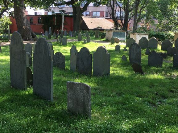 Headstones in the Burying Point Salem's oldest cemetery