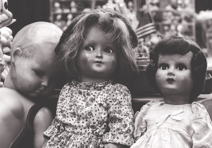 Three creepy Antique porcelain dolls